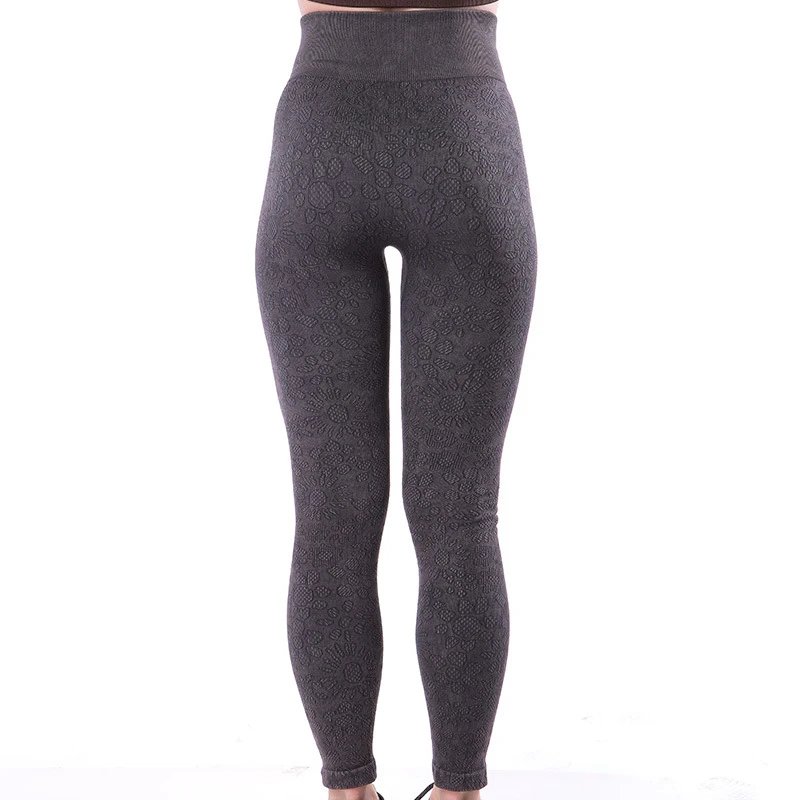 Textured High-Waist Leggings Charcoal Gray