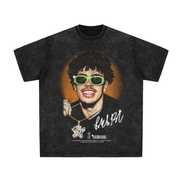 Design Lil Mosey 'Diamond Ball' Acid Wash T-Shirt - 1