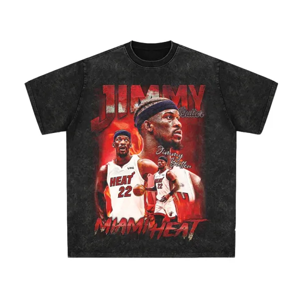 Miami Heat Jimmy Butler Graphic Washed Black T-Shirt - 1