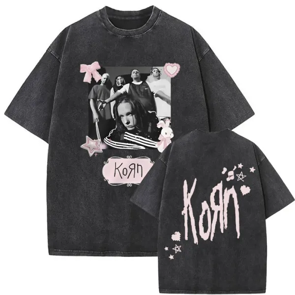 Design Korn Band Graphic Oversized T-Shirt Black Tops.t Shirts - 1