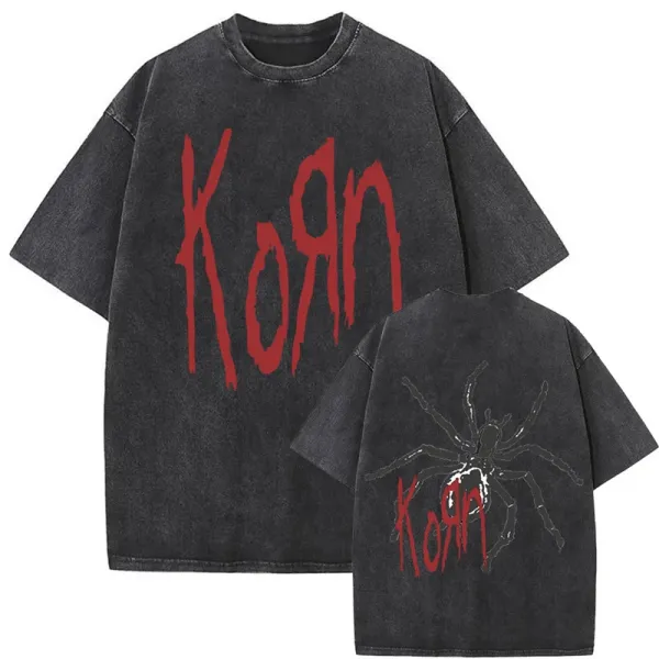 Design Korn Band Graphic Washed Black T-Shirt T-Shirts - 1