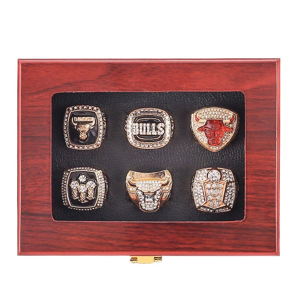 Chicago Bulls Championship Rings Collection Display Set Jewelry - 3