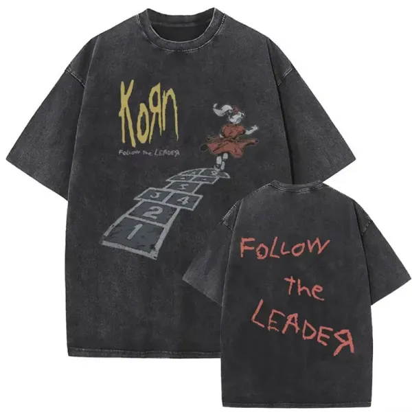 Design Korn Follow The Leader Acid Wash T-Shirt T-Shirts - 1