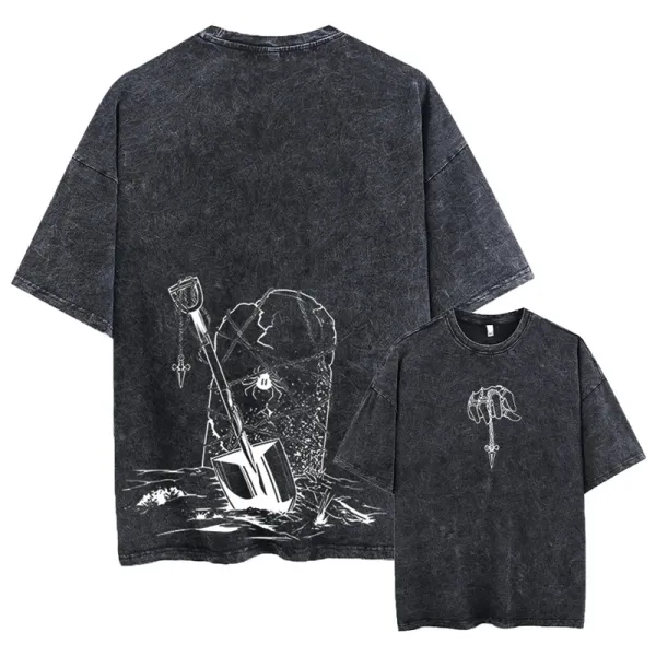 Design Acid Wash Graphic T-Shirt Black - 1