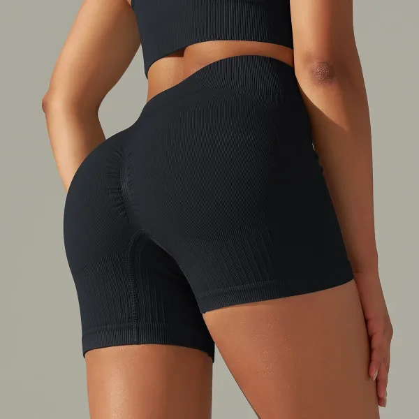 Design High-Waisted Ribbed Sculpting Shorts Black - 1