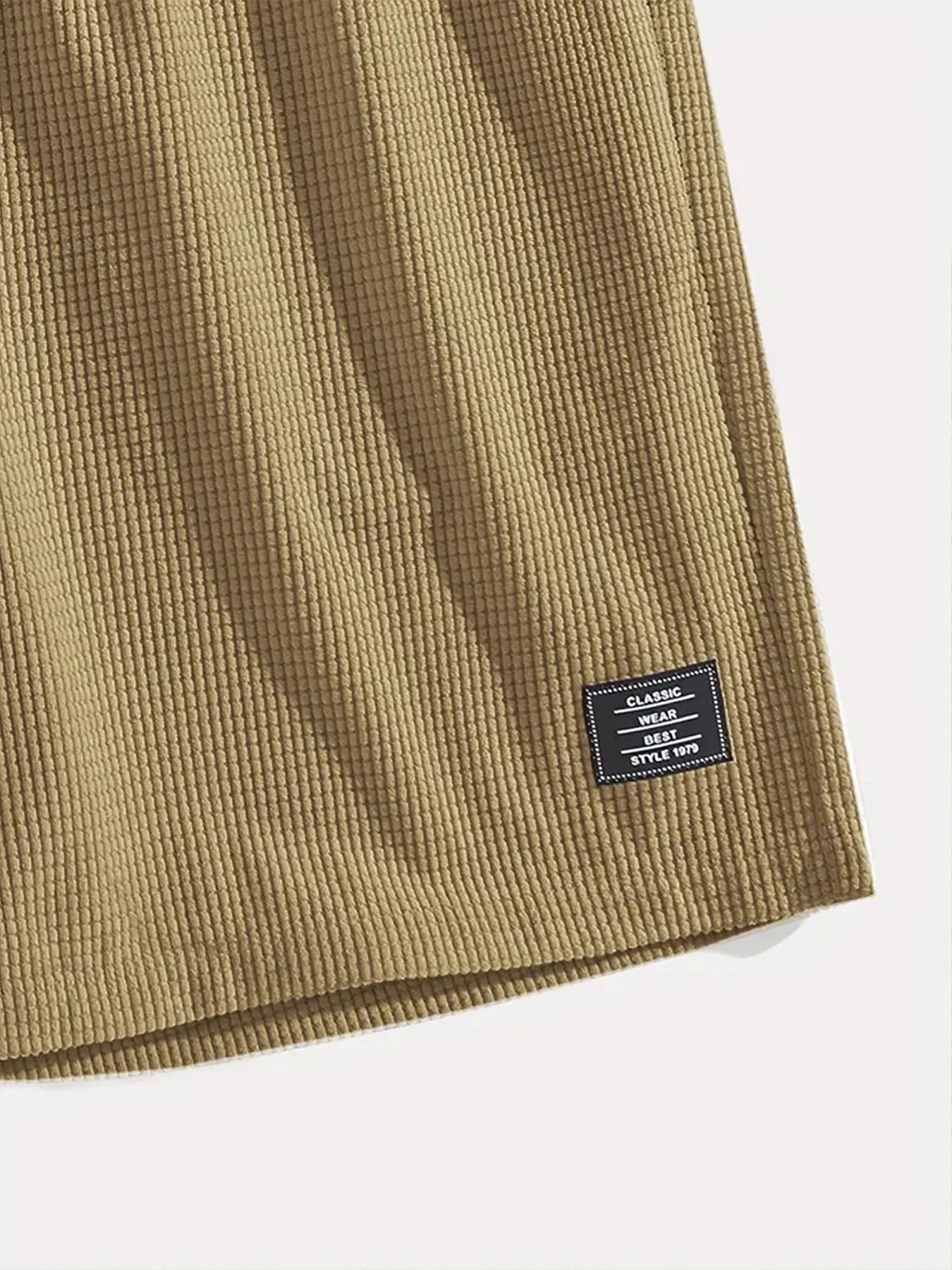 Design Waffle Texture Drawstring Shorts Olive Green Shorts - 19
