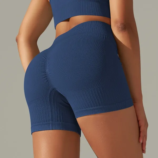 Design Ribbed High-Waisted Compression Shorts Navy - 1