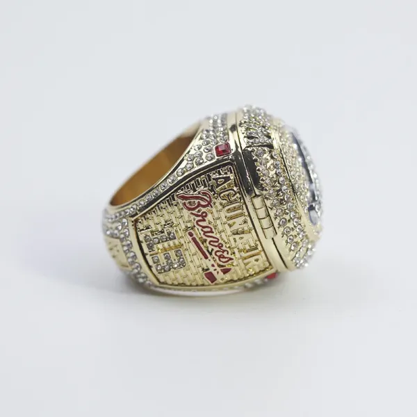 MLB Atlanta Braves Championship Ring Replica Gold Blue Crystal Rings Jewelry - 15