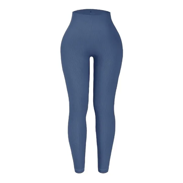 Design Ribbed High-Waisted Leggings Blue - 1
