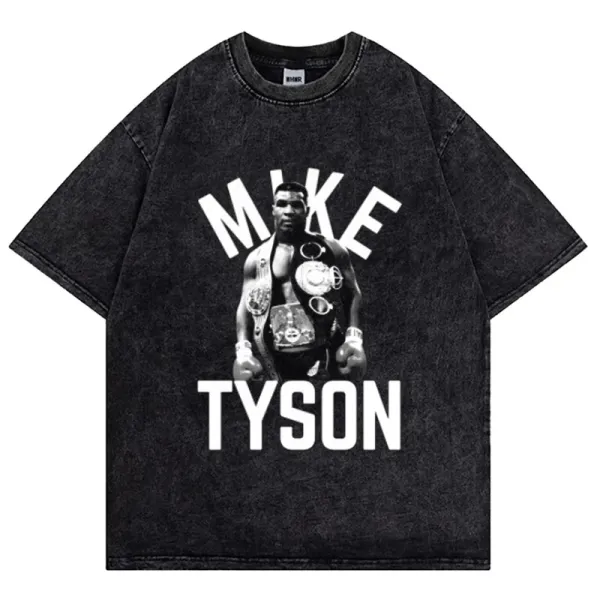 Design Mike Tyson Graphic Washed Black T-Shirt - 1