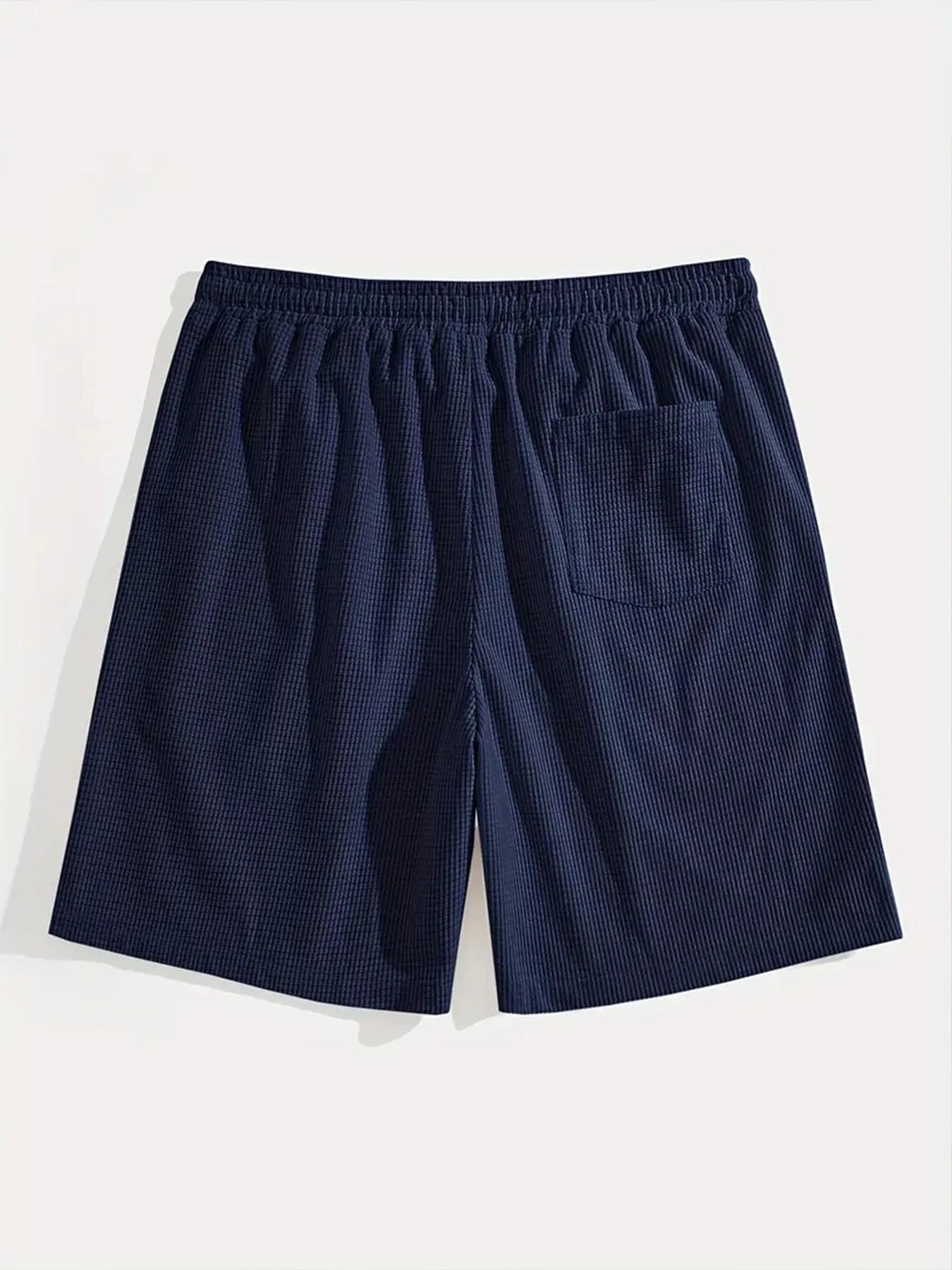 Design Waffle Texture Drawstring Shorts Olive Green Shorts - 34