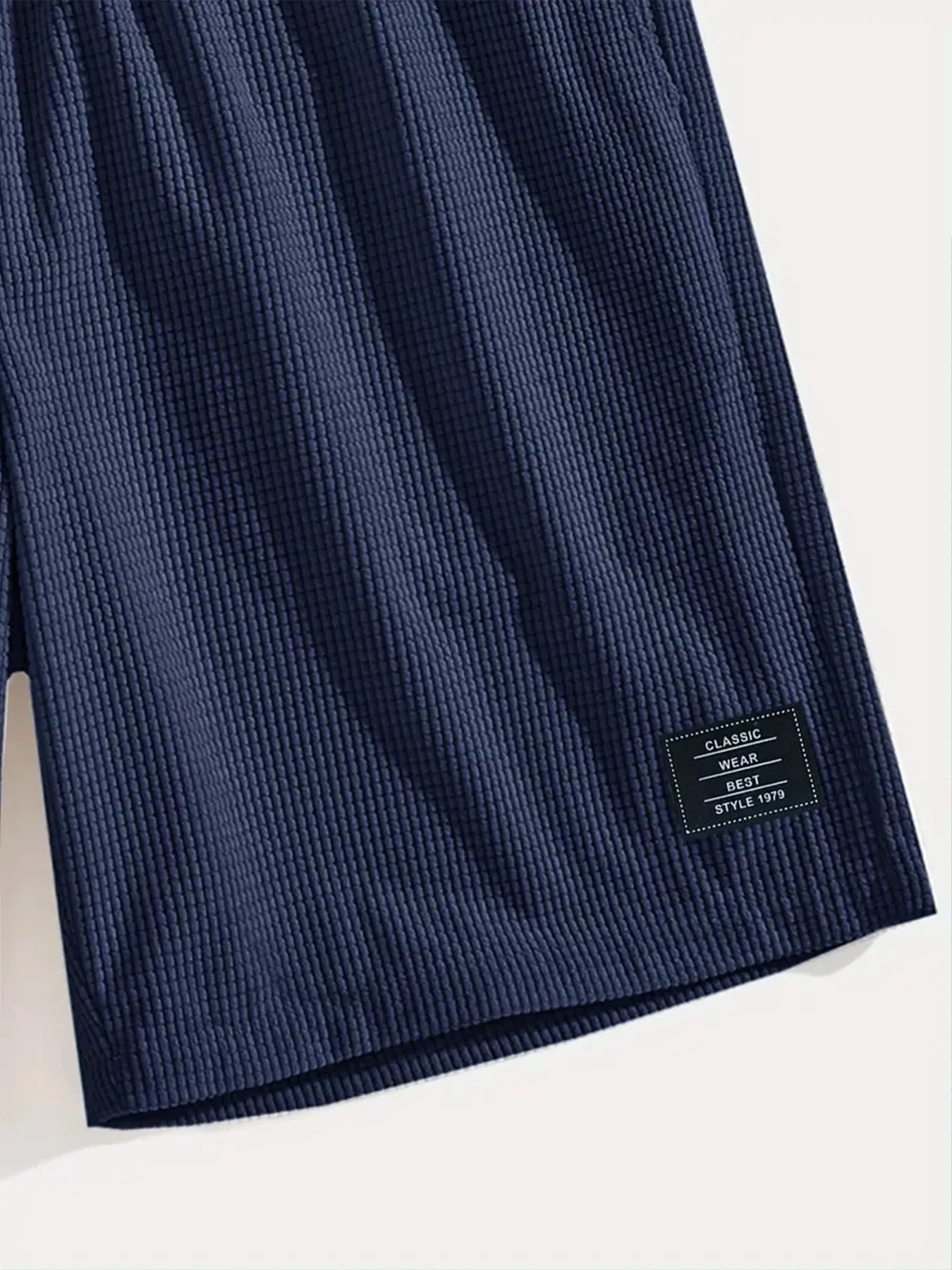 Design Waffle Texture Drawstring Shorts Olive Green Shorts - 37