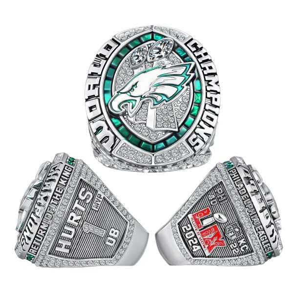 Design Philadelphia Eagles Super Bowl LII Champions Ring Silver Green Crystal Jewelry - 3