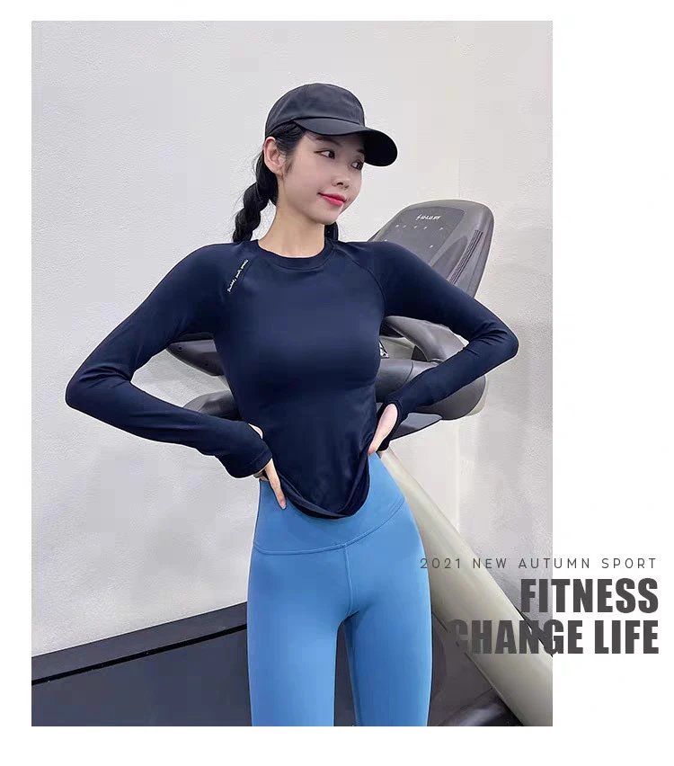 Design Long Sleeve Base-Layer Top in Periwinkle Blue with Ribbed Cuffs Activewear - 26