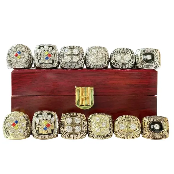 Design Pittsburgh Steelers Super Bowl Championship Rings Collection Gold and Diamond Jewelry - 2