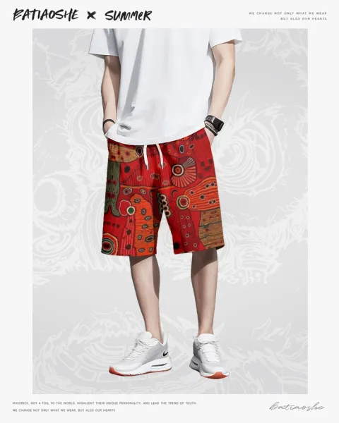 Design Oceanic Aboriginal Print Swim Shorts Multicolor Swimwear - 5
