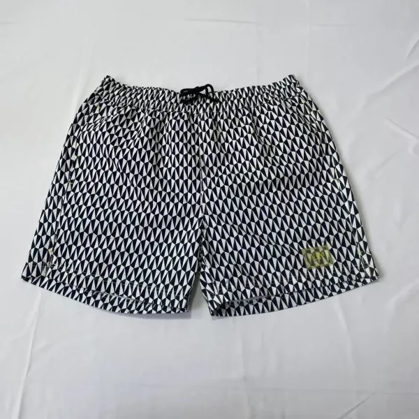 Design Striped Swim Trunks Rust and White Shorts Swimwear - 15