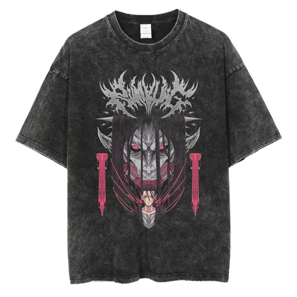 Design Attack on Titan Eren Yeager Titan Form Acid Wash T-Shirt - 1