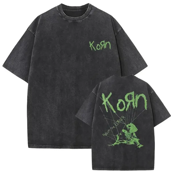 Design Korn Follow the Leaders Acid Wash T-Shirt T-Shirts - 1