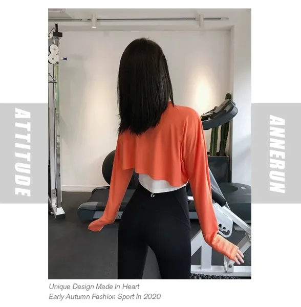 Alo Yoga Cropped Long-Sleeve Top Black / White with Pink Leggings Activewear - 20