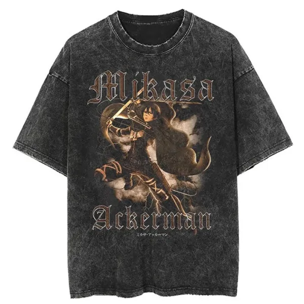 Design Attack on Titan Mikasa Ackerman Graphic T-Shirt Black T-Shirts - 1