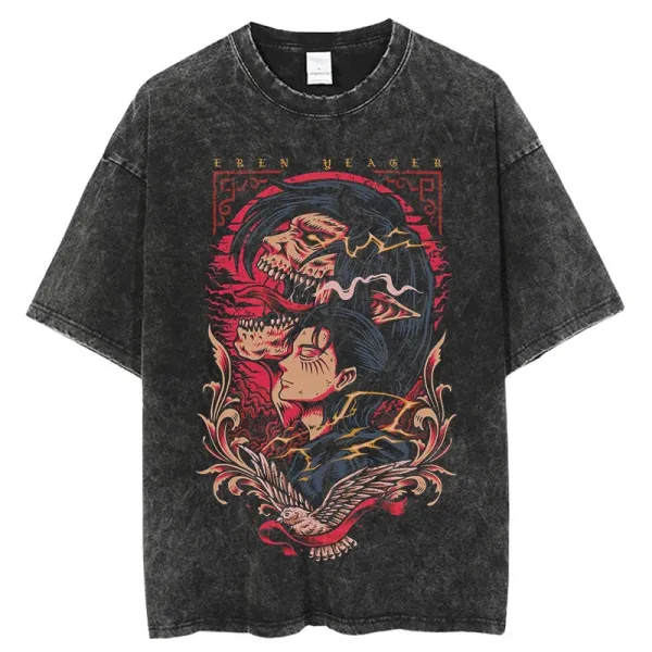 Design Eren Yeager Acid Wash T-Shirt - 1