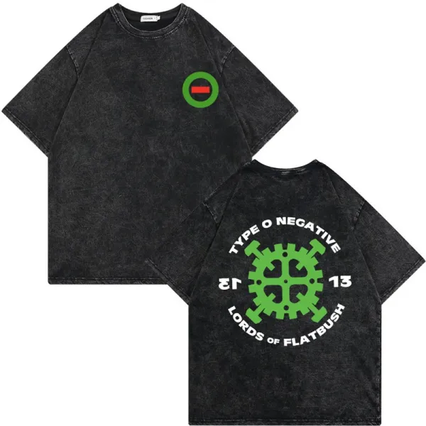 Design Type O Negative x Lords of Flatbush Acid Wash Black T-Shirt T-Shirts - 1