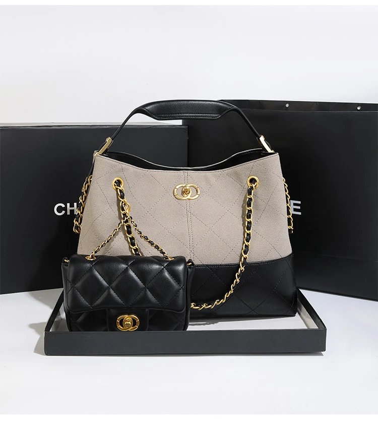 Chanel Gabrielle Hobo Bag Beige and Black Quilted Leather Shoulder Bag - 18