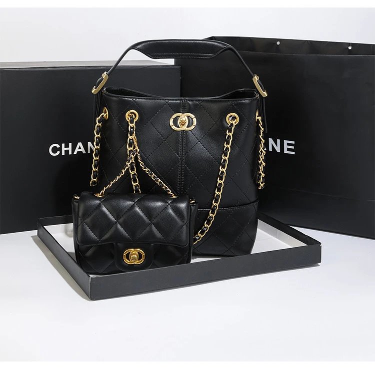 Chanel Gabrielle Hobo Bag Beige and Black Quilted Leather Shoulder Bag - 22