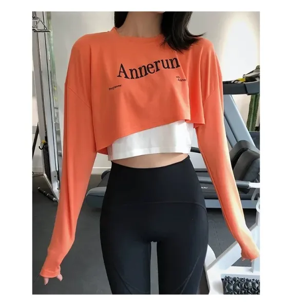 Alo Yoga Cropped Long-Sleeve Top Black / White with Pink Leggings Activewear - 15