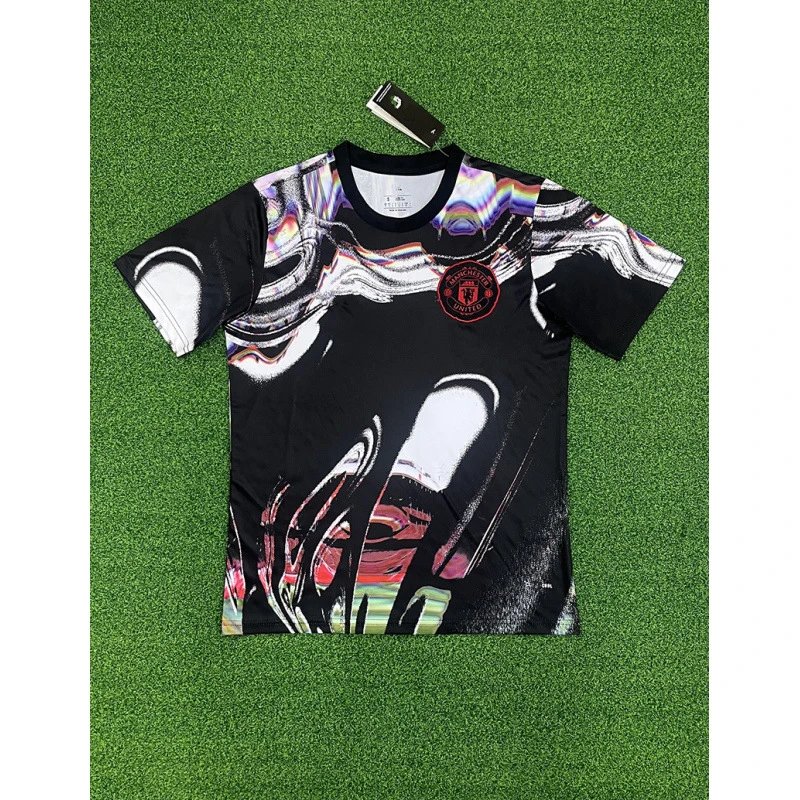 Manchester United Abstract Art Black T-Shirt