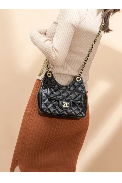 Chanel 22 Bag Burgundy Quilted Lambskin Chain Shoulder Bag - 12