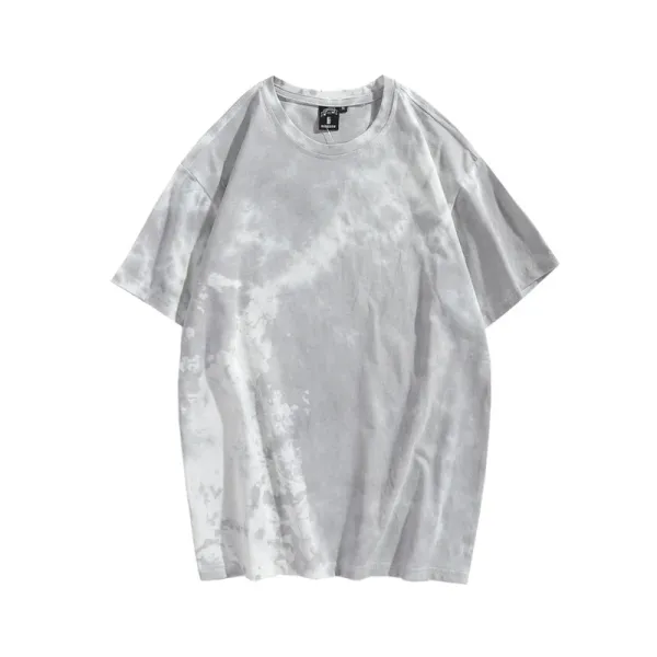 Design Tie-Dye Washed Gray T-Shirt Tops.t Shirts - 1
