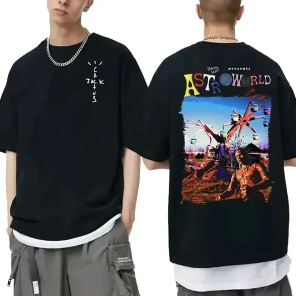 Travis Scott Cactus Jack Astroworld Graphic T-Shirt Black - 1