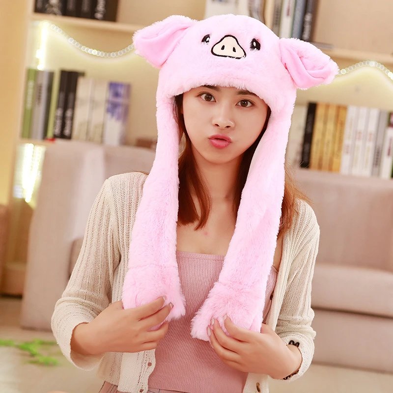 Design Stitch Character Hat Light Blue Plush Animal Ears Hat Hats - 4