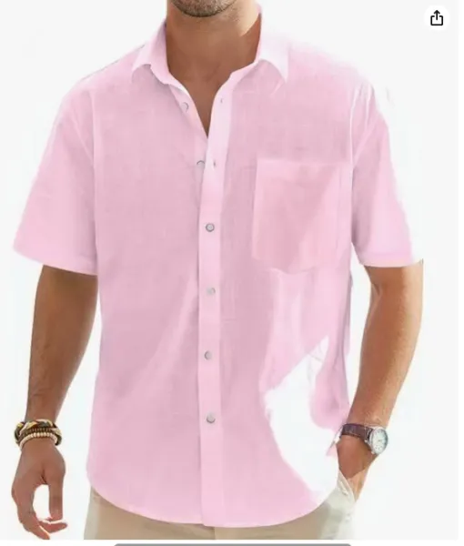 Design Short-Sleeve Linen-Blend Shirt Forest Green Tops Shirt - 3