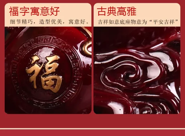 Design Chinese Jade Cabbage Fortune Statue Green White Red Accessories - 11