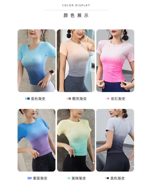 Design Gradient Ombre Crop Top Pink-to-White + Navy High-Waisted Leggings Set Activewear - 4