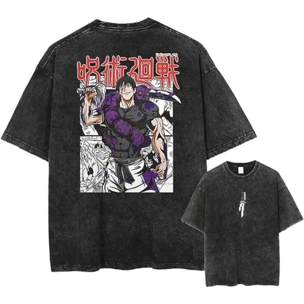 Design Jujutsu Kaisen Graphic Oversized Washed Black T-Shirt - 1