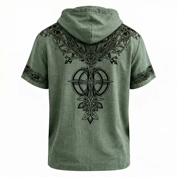 Design Tree of Life Hooded Tee Army Green Hoodie - 10