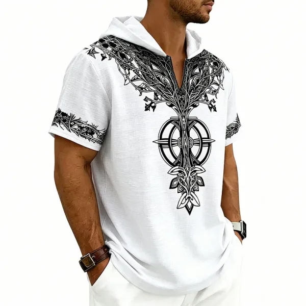 Design Tree of Life Hooded Tee Army Green Hoodie - 31
