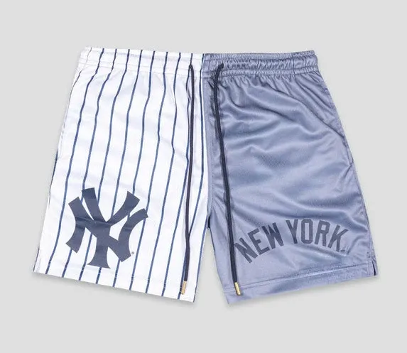 Los Angeles Dodgers Split-Design Mesh Shorts Gray and Royal Blue - 10