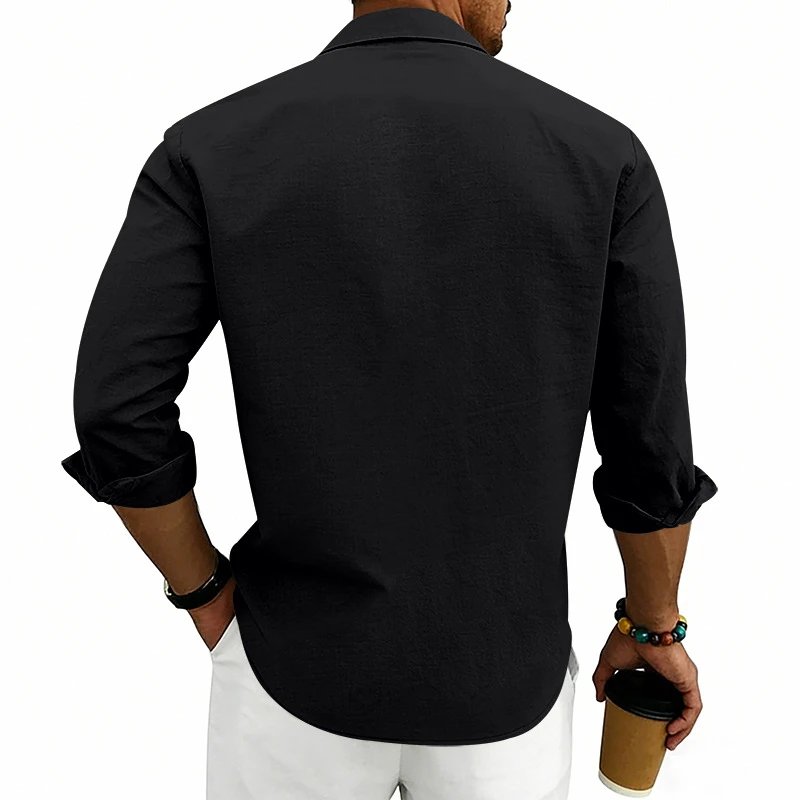 Design Guayabera-Style Shirt Army Green Shirt Tops Shirt - 49