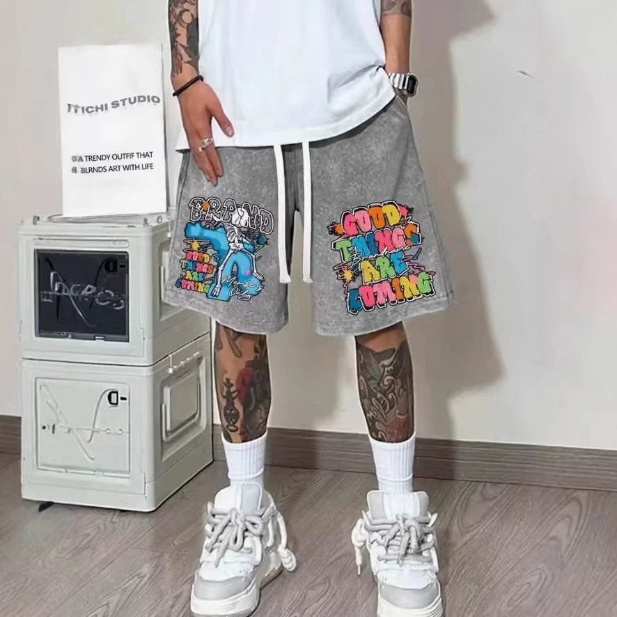 GOOD BRAND Graphic Print Washed Gray Shorts - 3