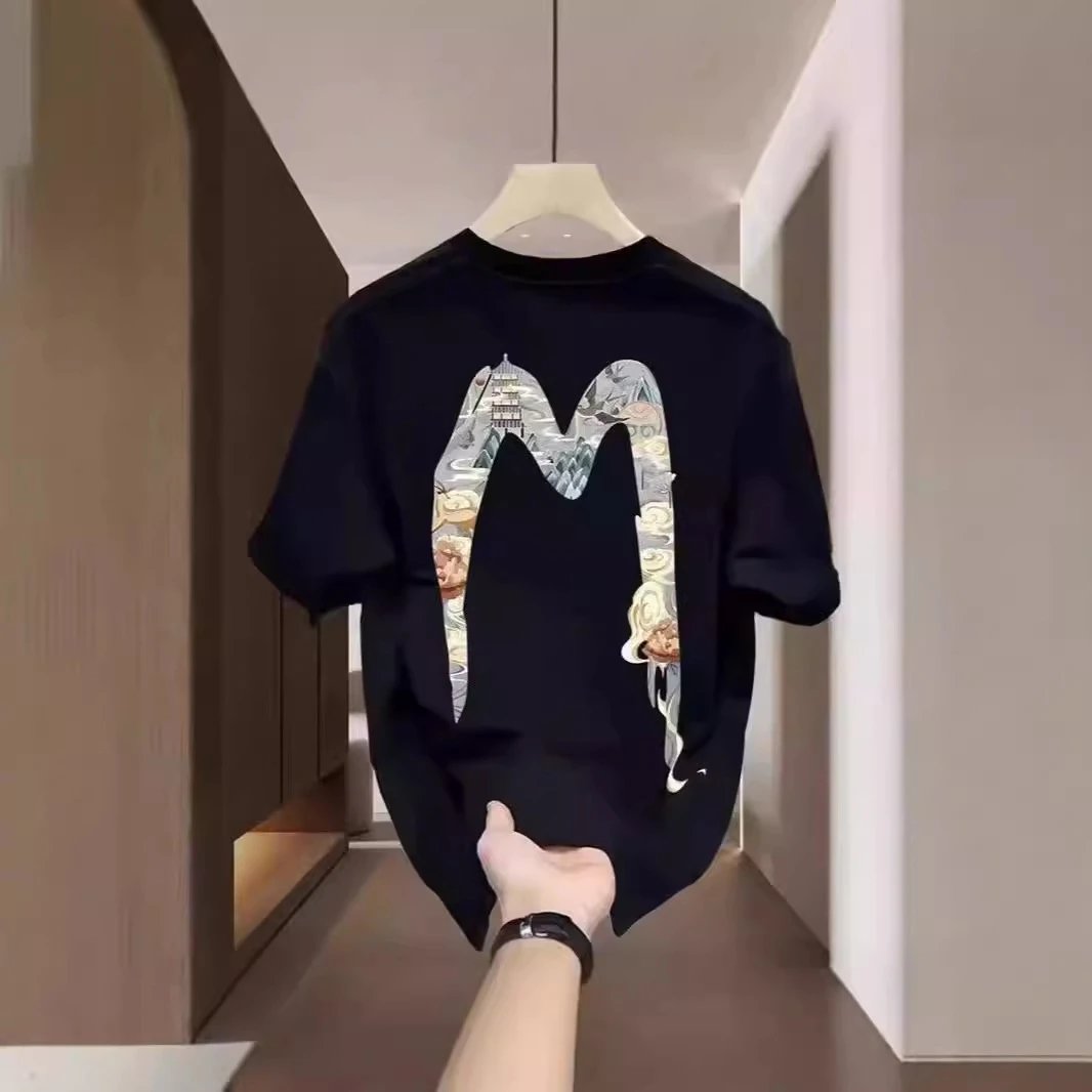 Design YZEE MC Embroidered 'M' Graphic T-Shirt Black T-Shirts - 7
