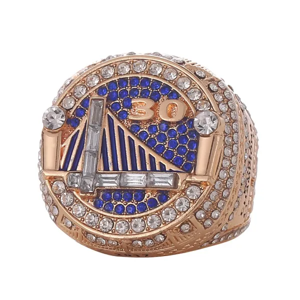 Golden State Warriors 2017 NBA Championship Ring Rose Gold Blue Crystal Ring Jewelry - 1