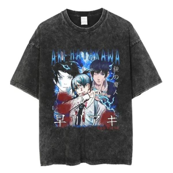 Design Aki Hayakawa Acid Wash Graphic T-Shirt Black - 1