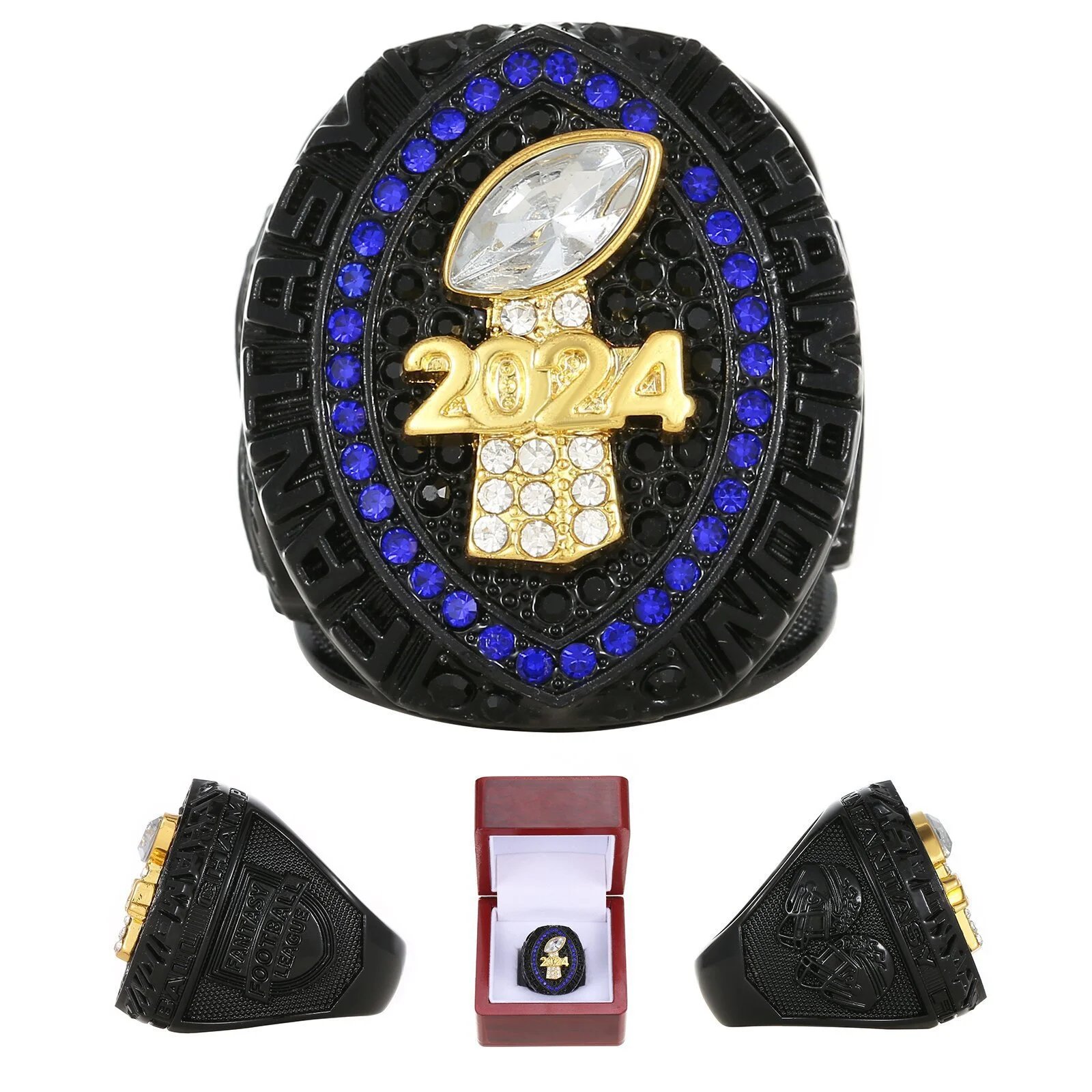 Design NFL Super Bowl LVIII Championship Ring 2024 Black Red Gold Ring Jewelry - 3