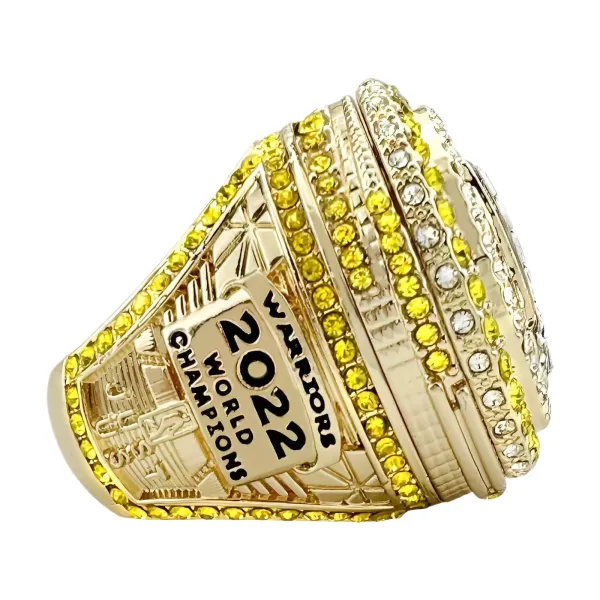 Golden State Warriors Championship Ring Replica Yellow and Clear Crystal Jewelry - 3