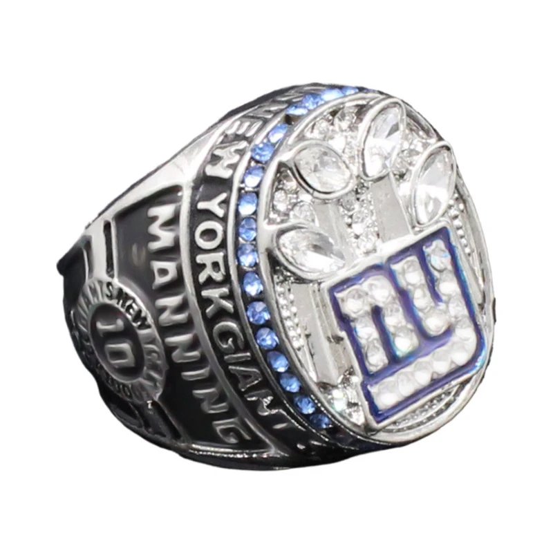 Design New York Giants Championship Ring Silver Blue Crystal Ring Jewelry - 2